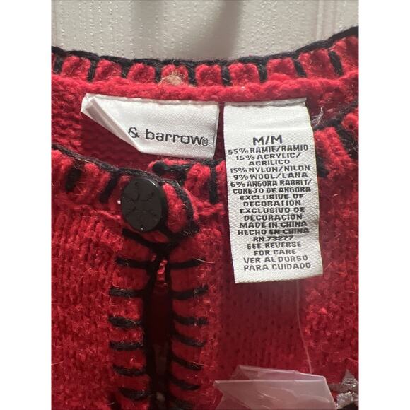 Vintage Croft & Barrow Red Christmas Snowman Button Up Size M Sweater - Picture 3 of 8